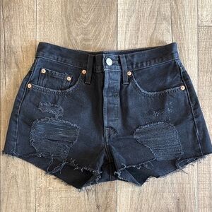 Levi’s 501 Original Distressed Denim Shorts- Size 27